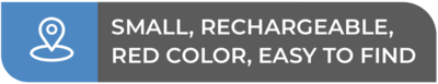 Small, rechargeable, red color, easy to find